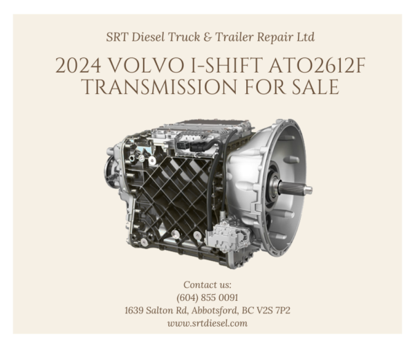 2024 VOLVO I-SHIFT ATO2612F TRANSMISSION FOR SALE - SRT DIESEL ABBOTSFORD 12-Speed Transmission with Overdrive, Automated Shifting Make Volvo Model Year 2024 Model I-Shift, ATO2612F Gear Ratio Set OverDrive Speed 12 Speed Serial No. 0711056148 Mileage N/A VIN 4V4NC9EHXRN653617