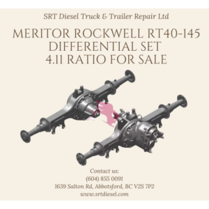 MERITOR ROCKWELL RT40-145 DIFFERENTIAL SET 4.11 RATIO FOR SALE - SRT DIESEL ABBOTSFORD Complete Tandem Set Front & Rear, Driver Controlled Traction Make Meritor / Rockwell Model Year N/A Model RT40-145 Model No. (FORWARD) RD20-145 Model No. (REAR) RR20-145 Differential Part No. (FORWARD) TDA B1 32T1814411 Differential Part No. (REAR) TDA B1 32G1879411, TDA B1 3200G1879 411 Axle Assembly Part No. (FORWARD) RD20145NFN2107411 Axle Assembly Part No. (REAR) RR20145NCN1415411 Tandem Axle Assembly Part No. RDA-T40145 411 DR DP18N17N43 Serial No. (FORWARD) AVA99056055 Serial No. (REAR) AVA99056274 Component No. S11-16591-411 Mileage N/A Ratio 4.11 Vehicle Make Freightliner Vehicle VIN 1FUYDSZB7XPB08619